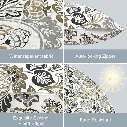 LVTXIII Outdoor Lumbar Pillow Covers Only Set of 2 Patio Decorative Pillow Cases, Water Repellent Lumbar Cushion Cases for Sofa, Patio Couch Garden Use, 12x20 Inch, Dailey Tan
