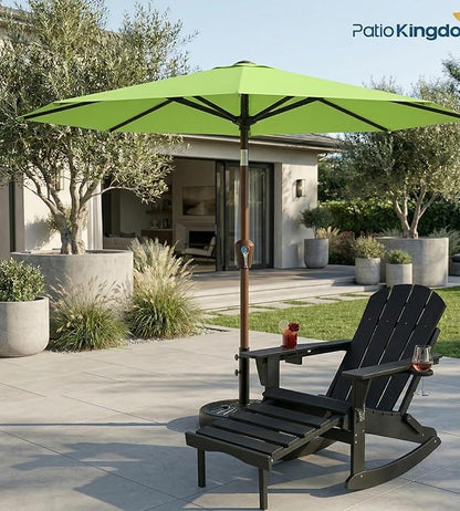 PatioKingdom 10FT Patio Umbrella with Push Button Tilt and Crank, Outdoor Market Umbrella with 8 Fiberglass Ribs, UV Protection Table Umbrella for Pool,Backyard,Garden,Deck