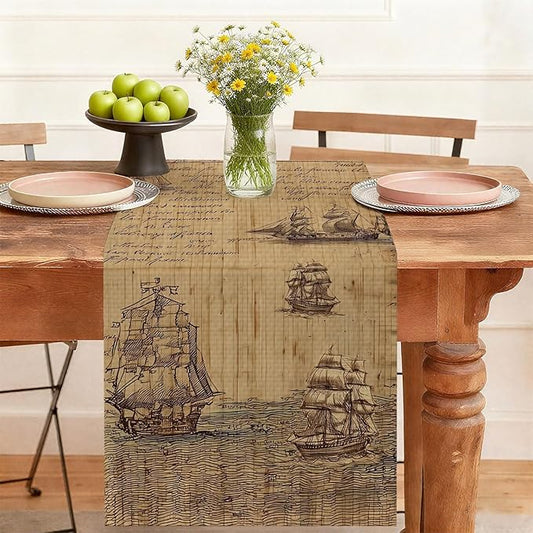 World Map Table Runner,Dining Decor for Kitchen Coffee Table Family Dinners Holiday Parties Wedding Events Decor(13x72 inch)
