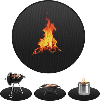 M METERXITY Round Fire Pit Mat, 36 Inch/ 91cm Fireproof Under Grill Mat for Outdoor Grill, Oil-Proof Waterproof Circular BBQ Pad for Deck & Patio