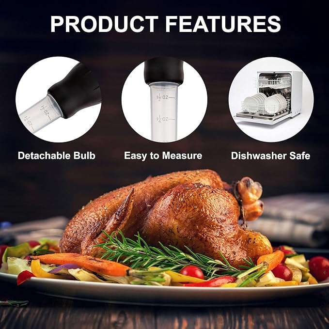 HIC Kitchen Roasting Heat Resistant Turkey Baster, Plastic Tube With Silicone Bulb, 1.5-Ounce Capacity