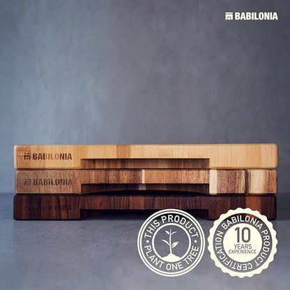American Black Walnut Cutting Board - 19.7" x 12.2" (ExtraThick 1.7") Hardwood Butcher Block, Charcuterie, Heavy Duty End Grain Wood Chopping Board with Juice Groove & Handles (Oil & Plate Included)