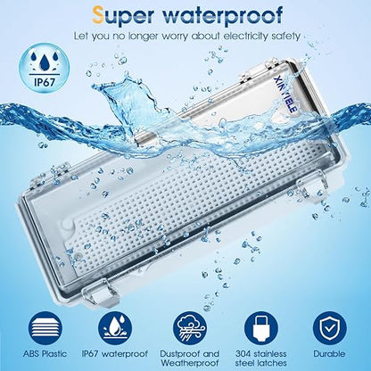Waterproof Outdoor Project ABS Plastic Junction Box IP67 Weatherproof Dustproof Enclosure with Hinged Cover, Mounting Plate,Wall Brackets for Power Project (Clear,10.2"x4.3"x3.0")