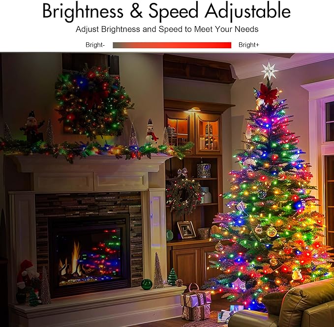 kemooie 164 FT 500 LED Christmas Lights Outdoor, RGB Color Changing Lights with Remote & APP Control, 9 Modes Plug in Green Wire Fairy Lights for Indoor Outdoor Room Garden Christmas Tree Party Decor