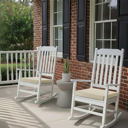 Outdoor Chair Cushions, Chair Pads, Set of 2, 17 x 16 Inch, Beige | Water-Resistant & Fade-Resistant, Patio Seat Replacement, Removable Cover with Zipper, Non-Slip Bottom with Straps