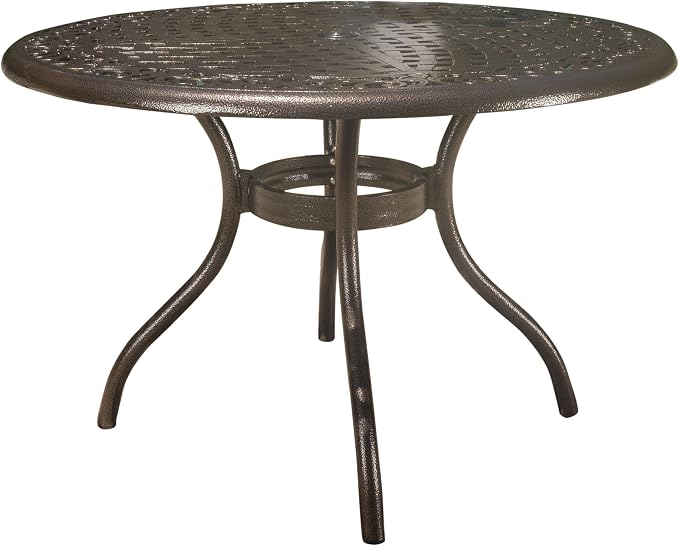 Christopher Knight Home 2-Piece Sarasota Cast Aluminum Outdoor Chairs & 47.75" Phoenix Hammered Bronze Cast Aluminum Round Table