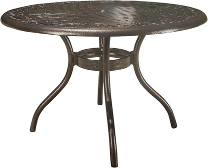 Christopher Knight Home 2-Piece Sarasota Cast Aluminum Outdoor Chairs & 47.75" Phoenix Hammered Bronze Cast Aluminum Round Table