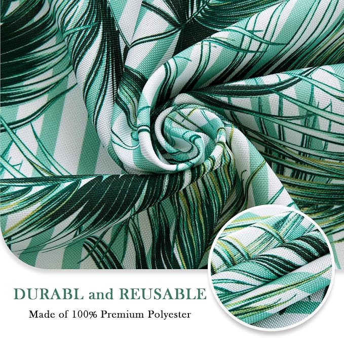UMINEUX 60" Outdoor Round Tablecloth with Umbrella Hole and Zipper | Spring/Summer Waterproof Round Patio Table Cover for Picnic/BBQ/Garden, Bamboo Leaf