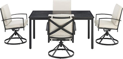 Crosley Furniture Kaplan 5-Piece Outdoor Dining Set for 4, Patio Table and Chairs for Backyard, Deck, Oiled Bronze with Oatmeal Cushions