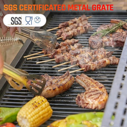 NATURAL EXPRESSIONS Charcoal Grills,36" Outdoor Barbecue Grill,Heavy Duty Dual-Zone BBQ Smoker Grill with 2 Lifting Charcoal Trays,Foldable Side Tables,Oversized Cooking Area for bbq,Yard,Party,Garden