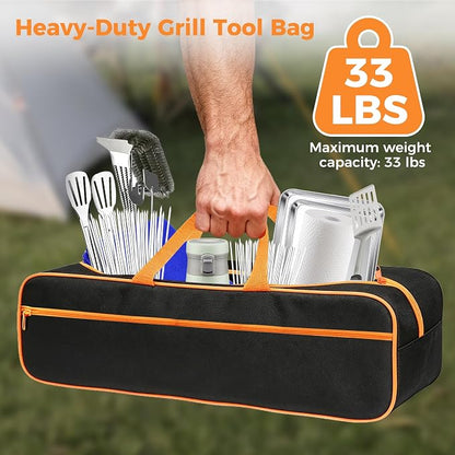 Grill Tool Storage Bag 25" x 8" x 10" Heavy-Duty Grill Utensil Storage