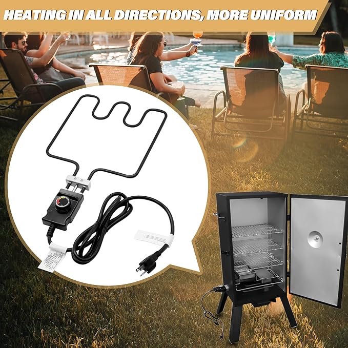 1500 Watt Heating Element Compatible with Masterbuilt Electric Smoker and Grill, with Adjustable Thermostat Cord Controller, Replacement Parts for Masterbuilt Smokers & Turkey Fryers