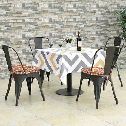 GUEGLSA Outdoor Waterproof Seat Cushions 14x14 inch, Non Slip Metal Chair Pad with Ties, U Shaped Metal Chair Cushion for Kitchen Dining Patio Chair, Set of 2, Orange Paisley
