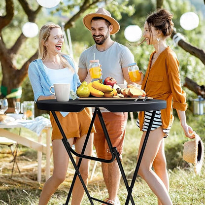 GUAGUA 32in Folding Cocktail Table, Bar Height, Round,High Top, Black | Portable plastic table with folding legs for parties, weddings, catering, and indoor or outdoor events.