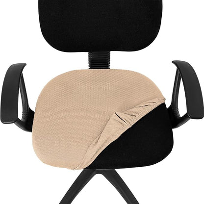 Smiry Office Computer Chair Seat Covers for Desk, Anti-dust Protector | Stretch Jacquard Removable Washable Desk Chair Seat Cushion Protectors, Khaki