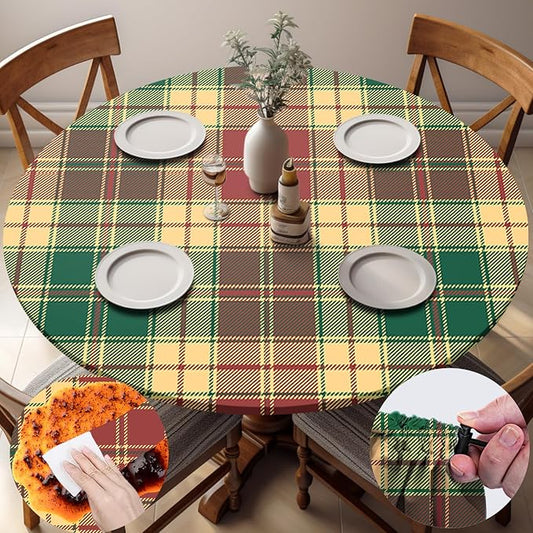 opstellen Fitted Round Tablecloth Waterproof Table Cloth Vinyl Indoor Outdoor Aesthetic Circle Cover for 36-44" Tables Dining Kitchen Studio Apartment Party Gear Gifts Summer Fall Patio Essentials