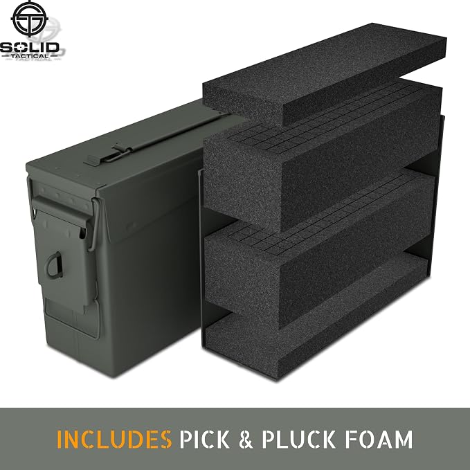 Lockable Metal Ammo Storage Box - Military & Army Steel Ammo Can for Ammunition Storage - Waterproof Ammo Crate Utility Box