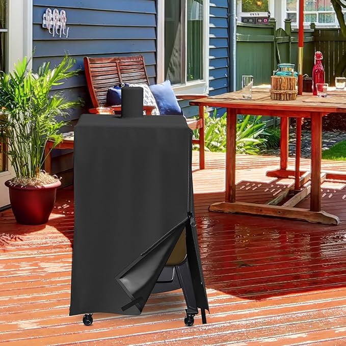 SHINESTAR Upgraded 73550 Vertical Pellet Smoker Cover for Pit Boss 4/5-Series, PBV4PS1, PBV5PW1, PBV4PS2, Sturdy & Waterproof, Special Zipper Design, Black