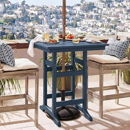 Garvee Outdoor Patio Bar Table for 2-4, All-Weather HDPE Bar Height Table with Umbrella Hole and Spacious Tabletop for Outside,Poolside, Backyard