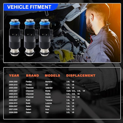 HiSport Fuel Injectors 12592648 Replacement For Chevy Malibu Impala 2006-2010, Uplander 2006-2009,Compatible with Buick Terraza 2006-2007,Pontiac Montana G6 2006-2009 3.5L 3.9L 6PCS