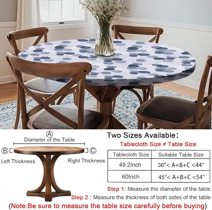 opstellen Round Fitted Tablecloth for 36-44" Table Country Modern Wipeable Indoor Outdoor Heavy Duty Summer Table Cover House Warming Gifts Kitchen Stuff First Apartment Items Festival Camping Gift