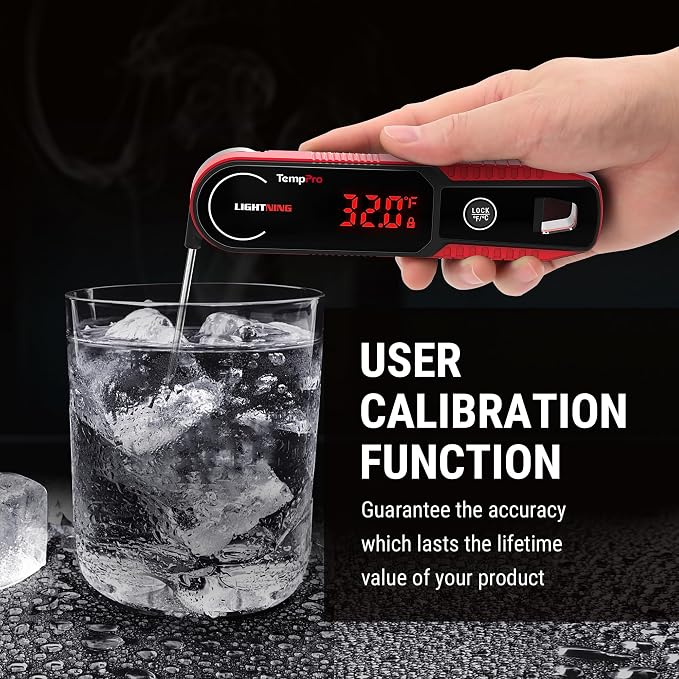 TempPro TempSwift 1 Sec Instant Read Meat Thermometer Digital | Kitchen Food Thermometer with 180° Rotating Display, IP67 Waterproof Cooking Thermometers for Deep Fry Smoker Grill BBQ, Red