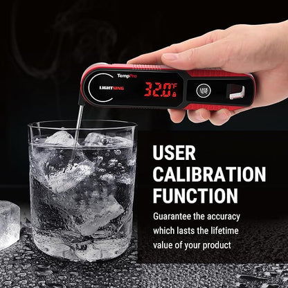 TempPro TempSwift 1 Sec Instant Read Meat Thermometer Digital | Kitchen Food Thermometer with 180° Rotating Display, IP67 Waterproof Cooking Thermometers for Deep Fry Smoker Grill BBQ, Red