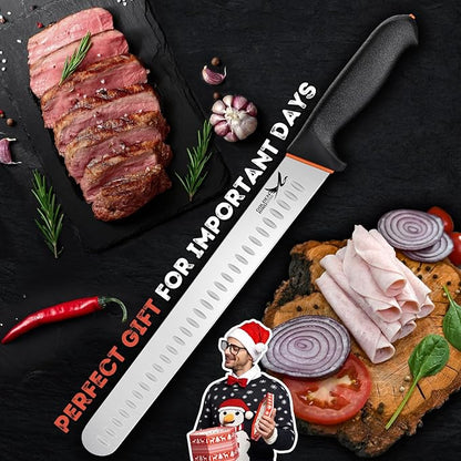 Golden Bird Professional Brisket Knife - 12 Inch Multifunction Carving Knife, Razor Sharp Stainless Steel Slicing Knives, Granton Edge Brisket Trimming Knives
