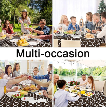 Smiry Rectangle Table Cloth Cover, Waterproof Vinyl Tablecloth with Flannel Backing for Rectangle Tables, Wipeable Spillproof Plastic Tablecloths for Dining, Camping, Indoor, Outdoor (60"x84", Coffee)