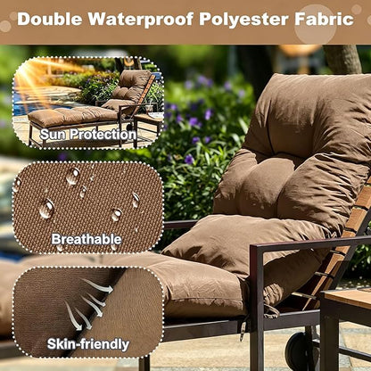 Outdoor Lounge Chair Cushions, 74.4 x 22 x 4.7 Inches Waterproof Fade Resistant Patio Cushion for Chaise Lounger