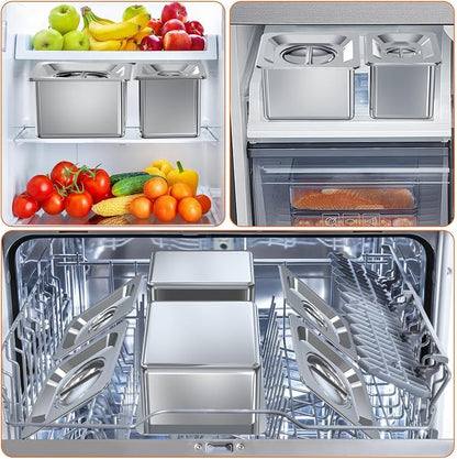 Pizza Topping Station for Grill Cart, Universal Condiment Serving Container for Outdoor Grill Stand, Stainless Steel Seasoning Containers with Lid, 4 Compartment Trays for Prepping Ingredients