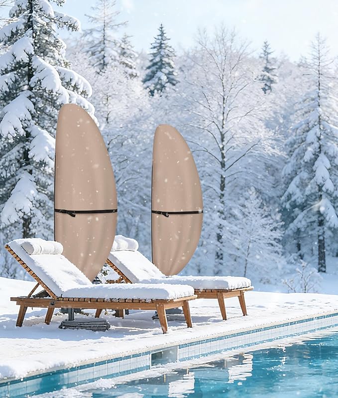 ULTCOVER Patio Parasol 600D Waterproof Outdoor Offset Banana Style Umbrella Cover - Fits Cantilever Offset Umbrella 12-14 Feet (Pack of 2)