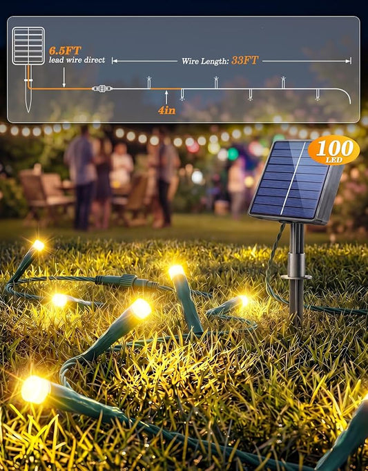 LitHome 2 Pack Solar String Lights Outdoor with Remote, Total 200LED 66FT | Solar Christmas Lights Waterproof, 8 Mode String Light for Xmas Patio Garden Party Yard Tree Decor, Warm White & Cool White