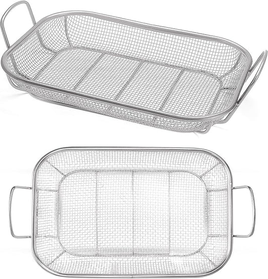 Homi Styes Grill Baskets for Outdoor Grill – 15 x 11-inch Vegetable Grill Basket – Grill Vegetable Basket with Handles – Rustproof Stainless Steel Mesh Veggie Grilling Basket