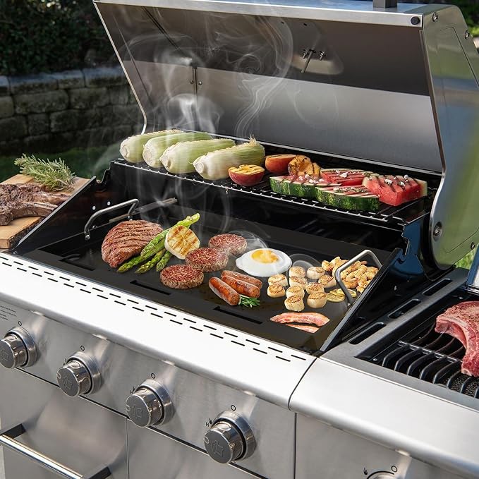 Stanbroil Adjustable Griddle Insert for Gas Grill, 23.2" Wide | 16"-19.3" Adjustable Depth, Nonstick Coating, Universal Flat Top Cooking Surface