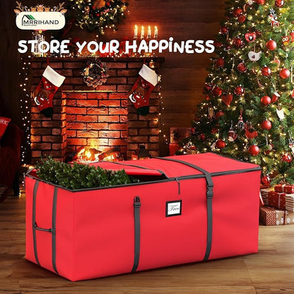 Mrrihand Christmas Tree Storage Bag, Large Artificial Christmas Tree, Anti-Tear Heavy-Duty 600D Oxford Cloth Christmas Tree Storage Box with Handles, Christmas Tree Storage Container (Red, 7.5Ft)