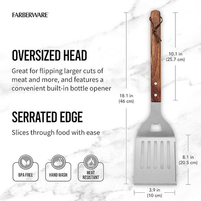 Farberware BBQ Wood Tools, Set of 2, Wood and Stainless Steel