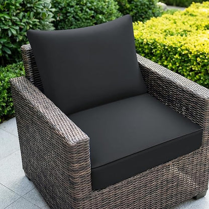 Outdoor Chair Cushions Patio Furniture Seat & Back Pillow 22 x 22 Inch Gray | Rain-Proof Cover Removable Replacement with Ties for Wicker Sofa Couch Sunbrella Outside