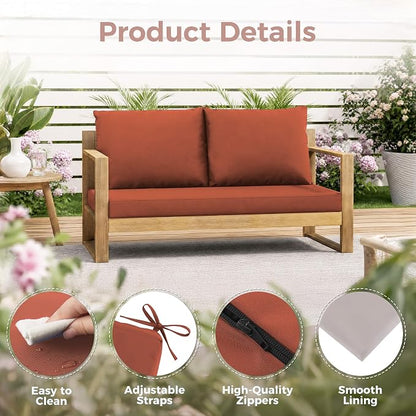 Outdoor Loveseat Cushions, 48×24×5 Inch, Waterproof, Spice | Patio Loveseat Cushions for Outdoor Furniture, Fade Resistant, Outdoor Bench Cushions, for Wicker Furniture, Swing, Couch