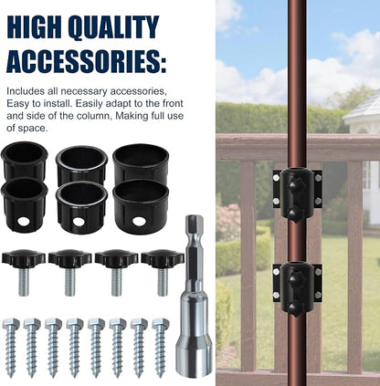EliteShade USA 2 Pack Patio Umbrella Mount for Deck Railing, Heavy Duty Full Aluminum Rust-Free Outdoor Umbrella Holder, Umbrella Base Stand for Balcony Handrail, Yard Porch Fence Fits 1.5"-1.9" Poles