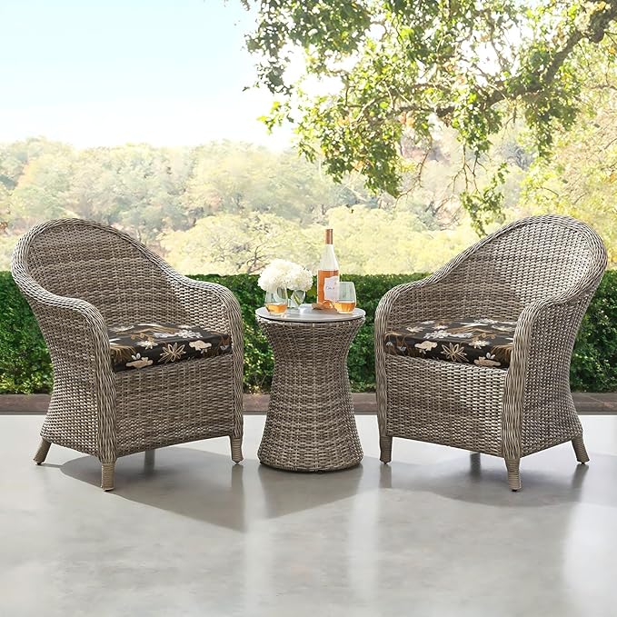 downluxe Outdoor Chair Cushions Set of 4 for Patio Furniture, Water-Resistant Patio Chair Cushions with Ties, High Density Foam Outdoor Seat Cushion, 17" X 16" X 2", Nightbird