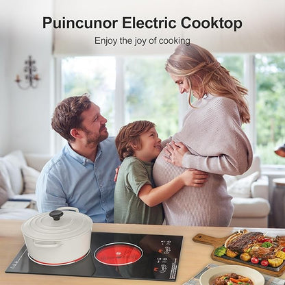 Electric Cooktop, Built-in and Countertop 2 burner Electric Burner for Cooking, 2400W 110V stove top,11 Power Settings, Timer and Child Safety Lock, LED touch control,Overheat Protection.
