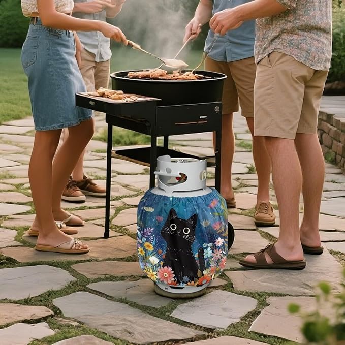 American Flag 20 lb Dual Propane Tank Cover Protective Propane Tank Blanket for Grill, Travel Trailer RV, and Outdoor Use Windproof Weatherproof