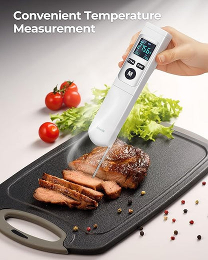 ERICKHILL Infrared Thermometer Gun, Heat Temp Temperature Gun with Meat Probe 2-in-1, Digital IR Laser Thermometer Gun for Cooking, Pizza Oven, Meat, Griddle, Grill, HVAC