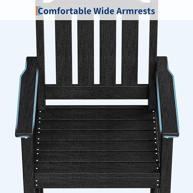 Garvee Outdoor Patio Bar Height Chair Set of 2, All-Weather HDPE Bar Height Barstools Widened Chair Set, Adirondack Chairs Set with Widened Armrests for Garden, Poolside, Bistro