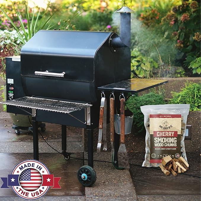 3.5 Lb. Cherry Wood Chunks by Mr. Bar-B-Q, Sweet & Fruity Flavor for Smoking, Grilling & Backyard BBQ, Cherry Wood Chunks for Smokers, Alternative for Charcoal Briquettes, Works with Smoker, Gas Grill