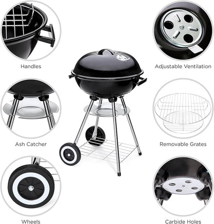 Best Choice Products 18-inch Portable Steel Charcoal Barbecue BBQ Grill w/ Heat Control for Patio, Porch, Picnic, Tailgate, Black