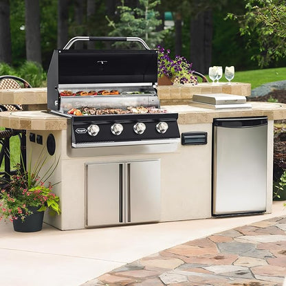 Hygrill STD Series 32-Inch Built In Grill for Liquid Propane, Stainless Steel Outdoor Kitchen 4-Burner Grill Head, Black