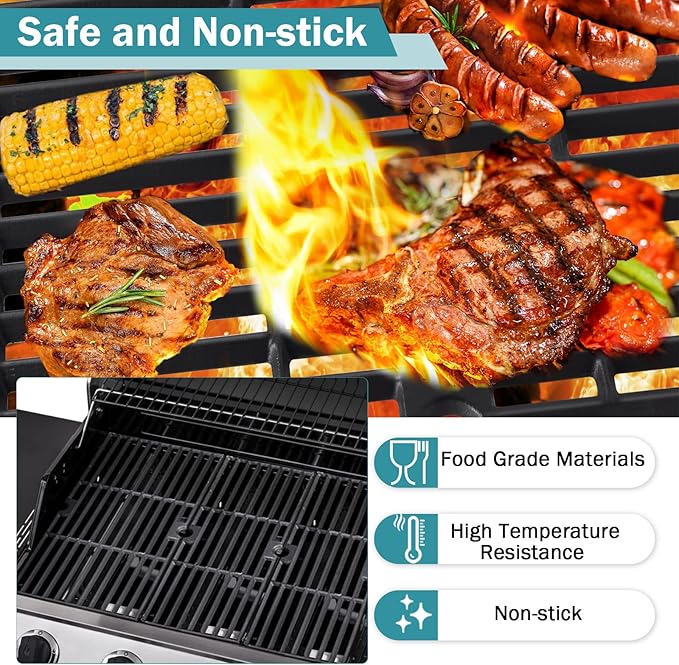 Criditpid 18 Inch Grill Grates for Charbroil Performance 463376519 Replacement Parts, Cast Iron Cooking Grid for Char-Broil 463377319, 463376419, 463376319, G470-0002-W1, G470-0003-W1, G321-0005-W1
