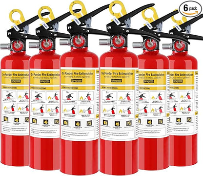 6PACK ABC Fire Extinguisher for Home - 2.2lb, Dry Powder Fire Extinguisher, 1A:10-B:C Rated, Certified for Car/House/Kitchen/Truck/Marine/Boat/Vehicle/utv/rv
